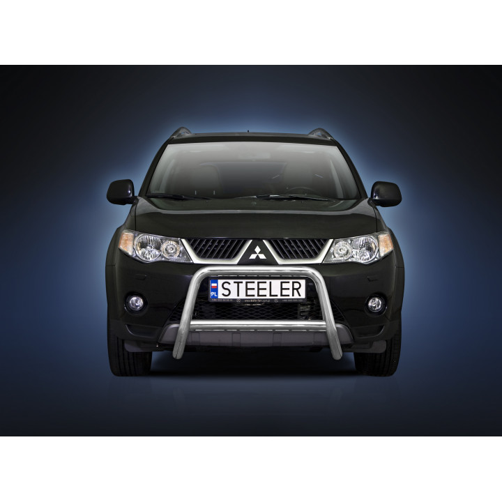 EC Homologated Bullbar, Steeler 4x4 "A" Bar with Crossbar, Color Silver, Mitsubishi Outlander 2007 - 2009 - EDK.ro