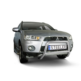 EC Homologated Bullbar, Steeler 4x4 "A" Bar with Crossbar, Color Silver, Mitsubishi Outlander 2009 - 2012 - EDK.ro