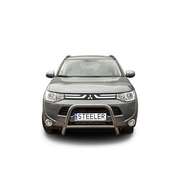 EC Homologated Bullbar, Steeler 4x4 "A" Bar with Crossbar, Color Silver, Mitsubishi Outlander 2012 - 2015 - EDK.ro