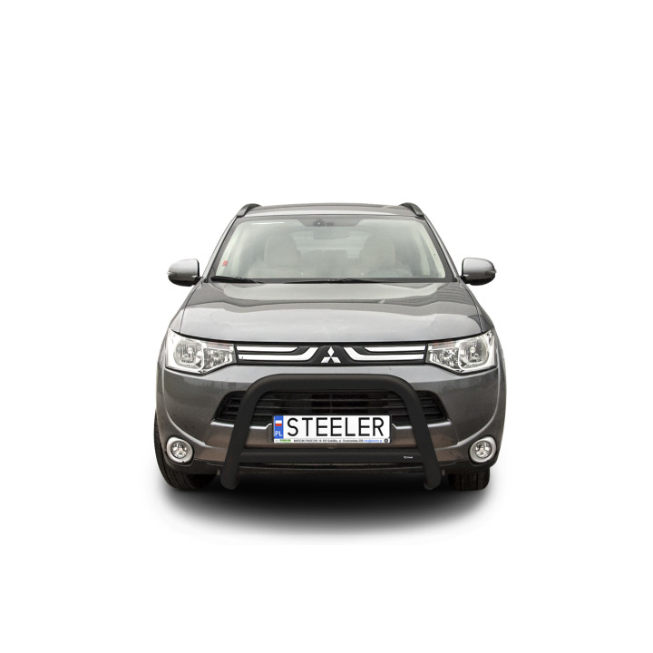 EC Homologated Bullbar, Steeler 4x4 "A" Bar with Crossbar, Color Black, Mitsubishi Outlander 2012 - 2015 - EDK.ro