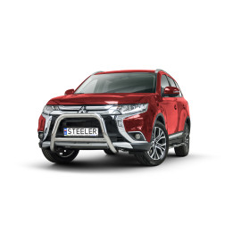 EC Homologated Bullbar, Steeler 4x4 "A" Bar with Crossbar, Color Silver, Mitsubishi Outlander 2015 - 2018 - EDK.ro