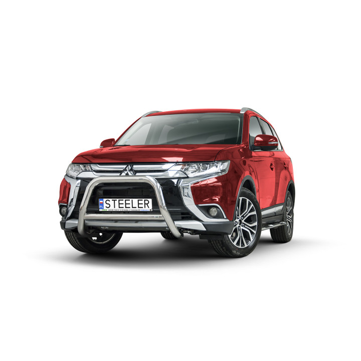 EC Homologated Bullbar, Steeler 4x4 "A" Bar with Crossbar, Color Silver, Mitsubishi Outlander 2015 - 2018 - EDK.ro