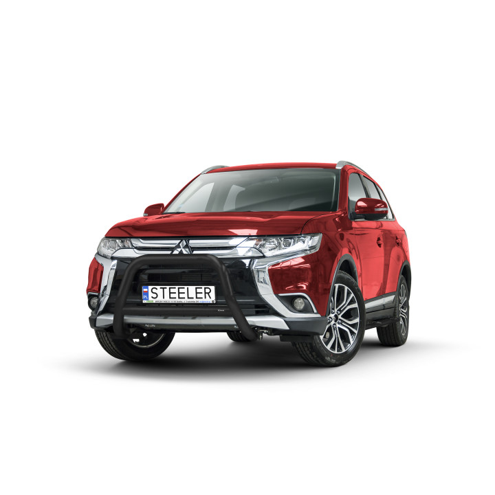 EC Homologated Bullbar, Steeler 4x4 "A" Bar with Crossbar, Color Black, Mitsubishi Outlander 2015 - 2018 - EDK.ro