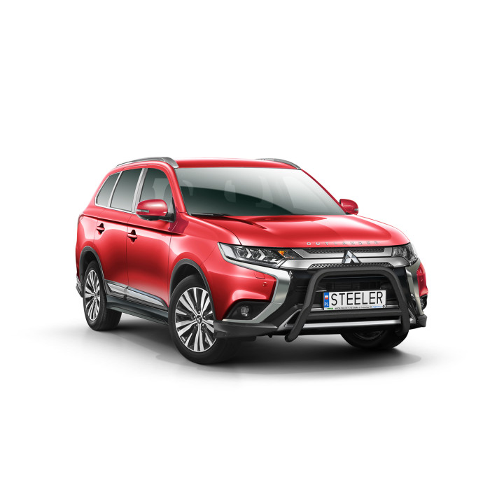 EC Homologated Bullbar, Steeler 4x4 "A" Bar with Crossbar, Color Black, Mitsubishi Outlander 2018 - 2021 - EDK.ro
