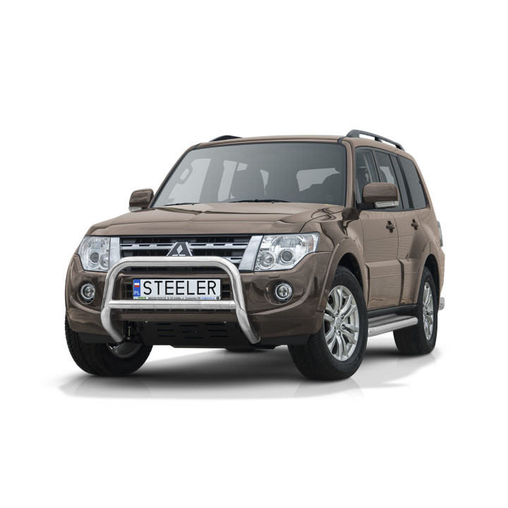 Bullbar Omologat RAR, Steeler 4x4 "A" Bar cu Traversă, Culoare Argintiu, Mitsubishi Pajero 2007 - 2015 - EDK.ro
