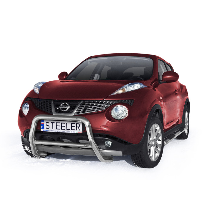 Bullbar Omologat RAR, Steeler 4x4 "A" Bar cu Traversă, Culoare Argintiu, Nissan Juke 2010 - 2014 - EDK.ro