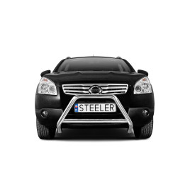 EC Homologated Bullbar, Steeler 4x4 "A" Bar with Crossbar, Color Silver, Nissan Qashqai 2007 - 2010 - EDK.ro