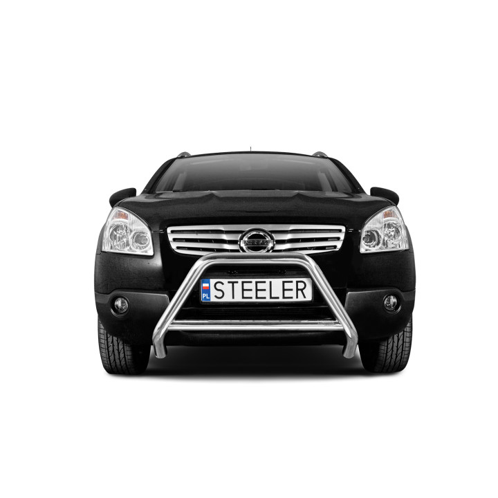 EC Homologated Bullbar, Steeler 4x4 "A" Bar with Crossbar, Color Silver, Nissan Qashqai 2007 - 2010 - EDK.ro