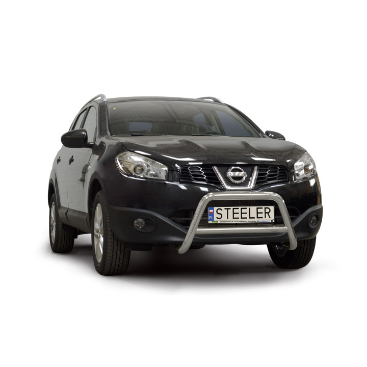 Bullbar Omologat RAR, Steeler 4x4 "A" Bar cu Traversă, Culoare Argintiu, Nissan Qashqai 2010 - 2013 - EDK.ro