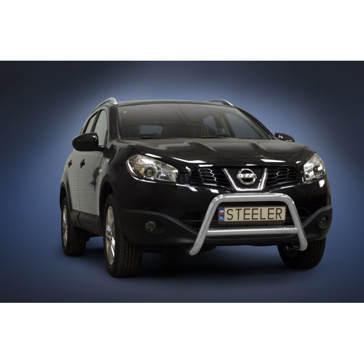 Bullbar Omologat RAR, Steeler 4x4 "A" Bar cu Traversă, Culoare Argintiu, Nissan Qashqai 2010 - 2013 - EDK.ro