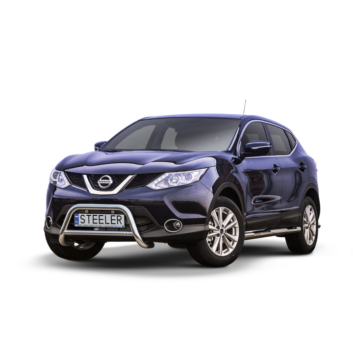 Bullbar Omologat RAR, Steeler 4x4 "A" Bar cu Traversă, Culoare Argintiu, Nissan Qashqai 2013 - 2017 - EDK.ro