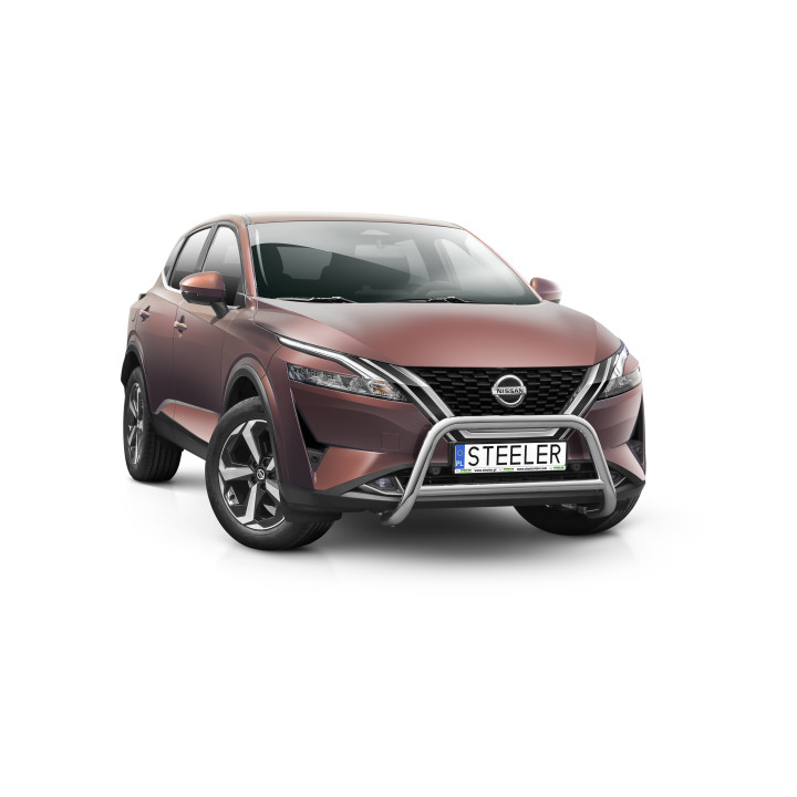 Bullbar Omologat RAR, Steeler 4x4 "A" Bar cu Traversă, Culoare Argintiu, Nissan Qashqai 2021 - Prezent - EDK.ro