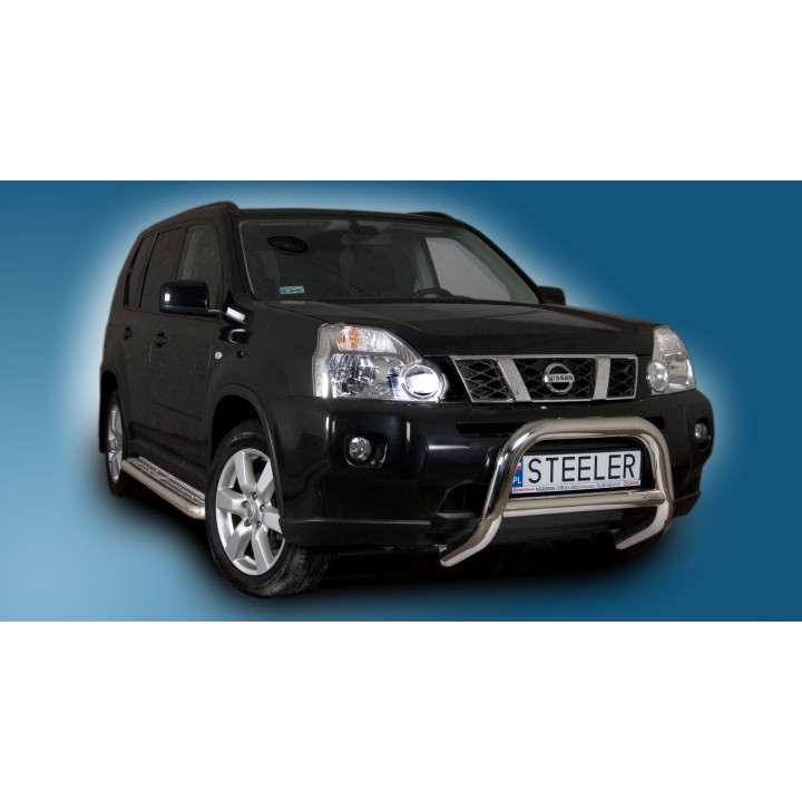 Bullbar Omologat RAR, Steeler 4x4 "A" Bar cu Traversă, Culoare Argintiu, Nissan X-Trail 2007 - 2010 - EDK.ro