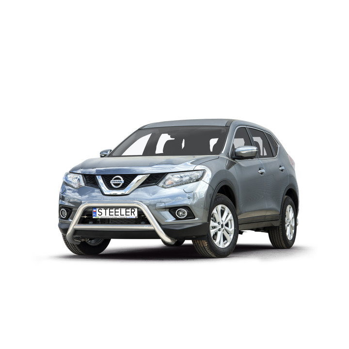EC Homologated Bullbar, Steeler 4x4 "A" Bar with Crossbar, Color Silver, Nissan X-Trail 2014 - 2017 - EDK.ro