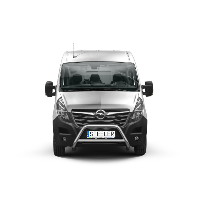 EC Homologated Bullbar, Steeler 4x4 "A" Bar with Crossbar, Color Silver, Opel Movano 2019 - 2023 - EDK.ro