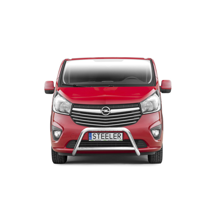 EC Homologated Bullbar, Steeler 4x4 "A" Bar with Crossbar, Color Silver, Opel Vivaro 2014 - 2019 - EDK.ro