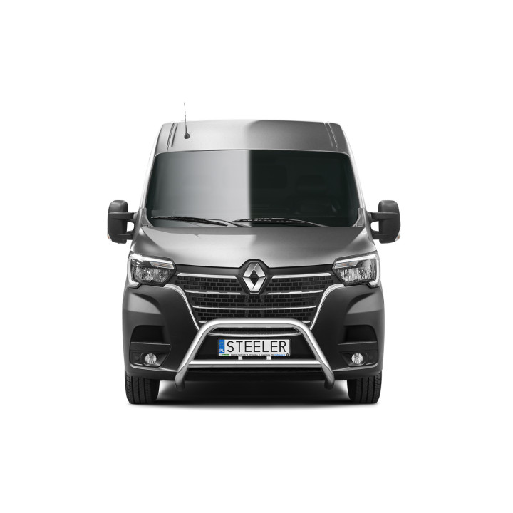 EC Homologated Bullbar, Steeler 4x4 "A" Bar with Crossbar, Color Silver, Renault Master 2019 - Present - EDK.ro