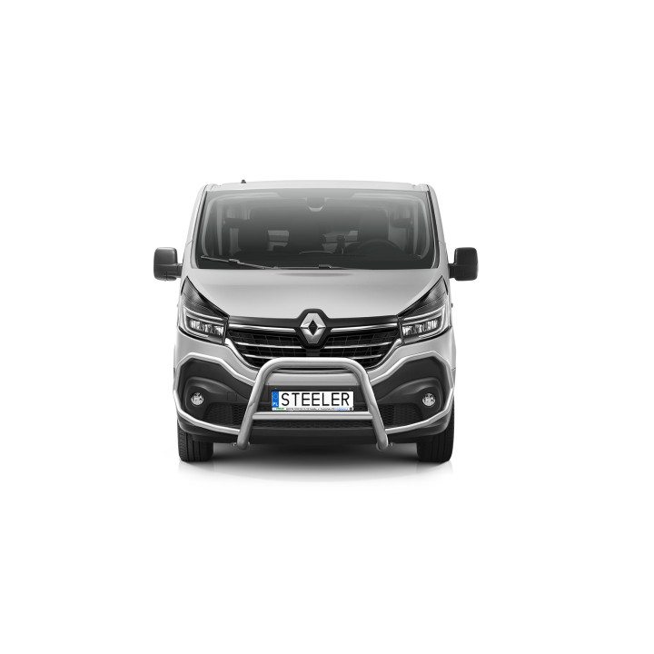 EC Homologated Bullbar, Steeler 4x4 "A" Bar with Crossbar, Color Silver, Renault Trafic 2019 - 2021 - EDK.ro
