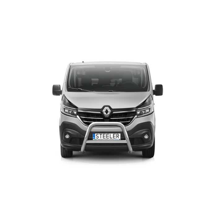 EC Homologated Bullbar, Steeler 4x4 "A" Bar with Crossbar, Color Silver, Renault Trafic 2019 - 2021 - EDK.ro