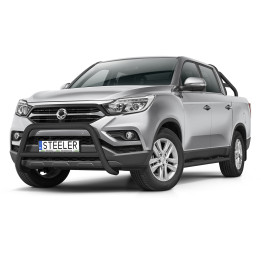 EC Homologated Bullbar, Steeler 4x4 "A" Bar with Crossbar, Color Black, SsangYong Musso 2018 - 2021 - EDK.ro
