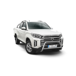 EC Homologated Bullbar, Steeler 4x4 "A" Bar with Crossbar, Color Silver, SsangYong Musso 2021 - Present - EDK.ro
