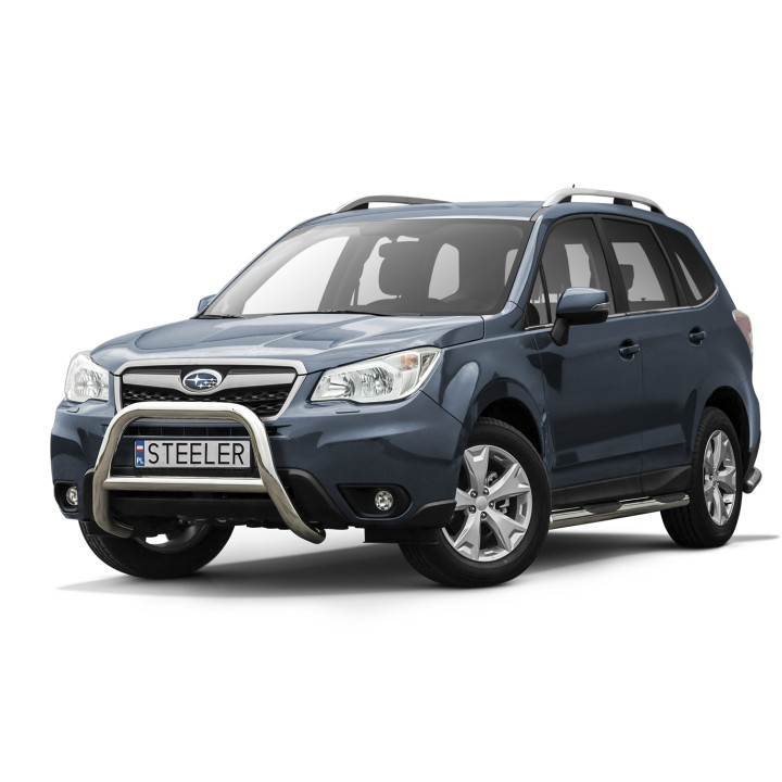 EC Homologated Bullbar, Steeler 4x4 "A" Bar with Crossbar, Color Silver, Subaru Forester 2013 - 2019 - EDK.ro