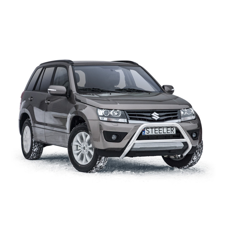 Bullbar Omologat RAR, Steeler 4x4 "A" Bar cu Traversă, Culoare Argintiu, Suzuki Grand Vitara 2006 - 2014 - EDK.ro