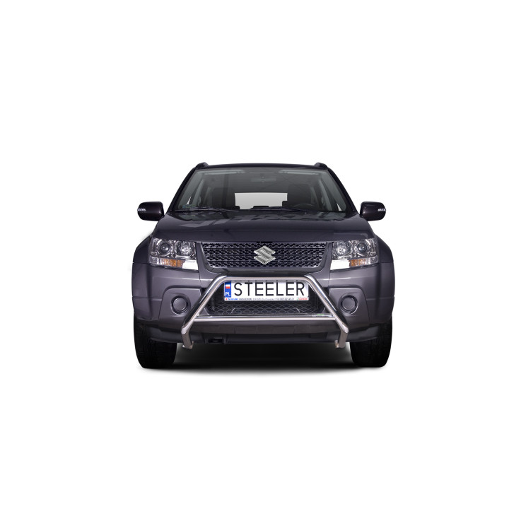EC Homologated Bullbar, Steeler 4x4 "A" Bar with Crossbar, Color Silver, Suzuki Grand Vitara 2006 - 2014 - EDK.ro