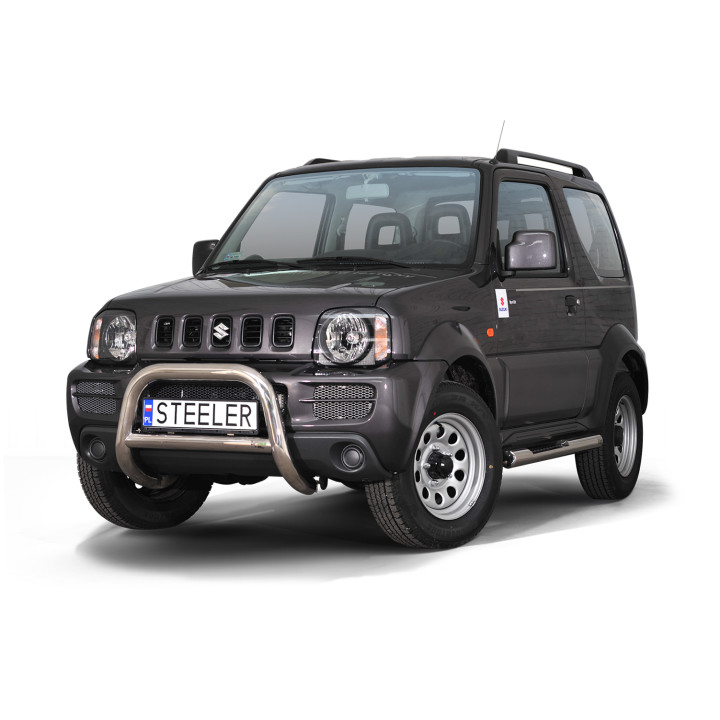 EC Homologated Bullbar, Steeler 4x4 "A" Bar with Crossbar, Color Silver, Suzuki Jimny 2005 - 2012 - EDK.ro