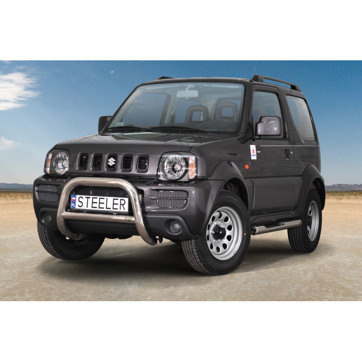 EC Homologated Bullbar, Steeler 4x4 "A" Bar with Crossbar, Color Silver, Suzuki Jimny 2005 - 2012 - EDK.ro
