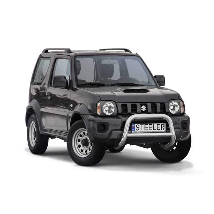 Bullbar Omologat RAR, Steeler 4x4 "A" Bar cu Traversă, Culoare Argintiu, Suzuki Jimny 2012 - 2018 - EDK.ro