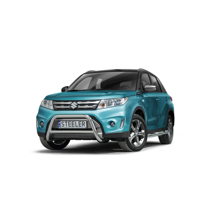 Bullbar Omologat RAR, Steeler 4x4 "A" Bar cu Traversă, Culoare Argintiu, Suzuki Vitara 2015 - 2018 - EDK.ro