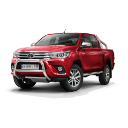 EC Homologated Bullbar, Steeler 4x4 "A" Bar with Crossbar, Color Silver, Toyota Hilux 2015 - 2018 - EDK.ro