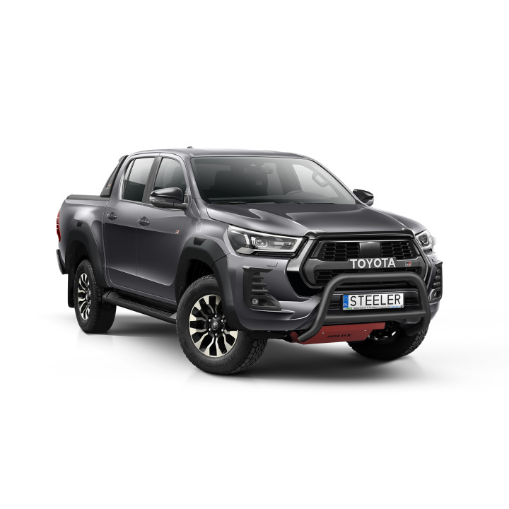 Bullbar Omologat RAR, Steeler 4x4 "A" Bar cu Traversă, Culoare Negru, Toyota Hilux 2021 - Prezent - EDK.ro