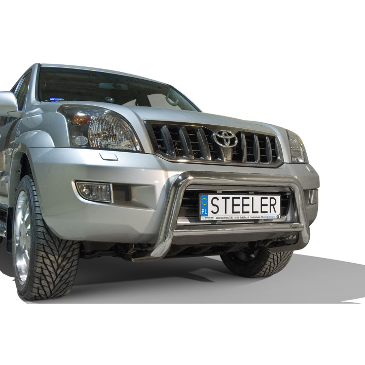 Bullbar Omologat RAR, Steeler 4x4 "A" Bar cu Traversă, Culoare Argintiu, Toyota Land Cruiser 120 2002 - 2009 - EDK.ro