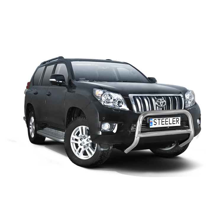 EC Homologated Bullbar, Steeler 4x4 "A" Bar with Crossbar, Color Silver, Toyota Land Cruiser 150 2010 - 2013 - EDK.ro