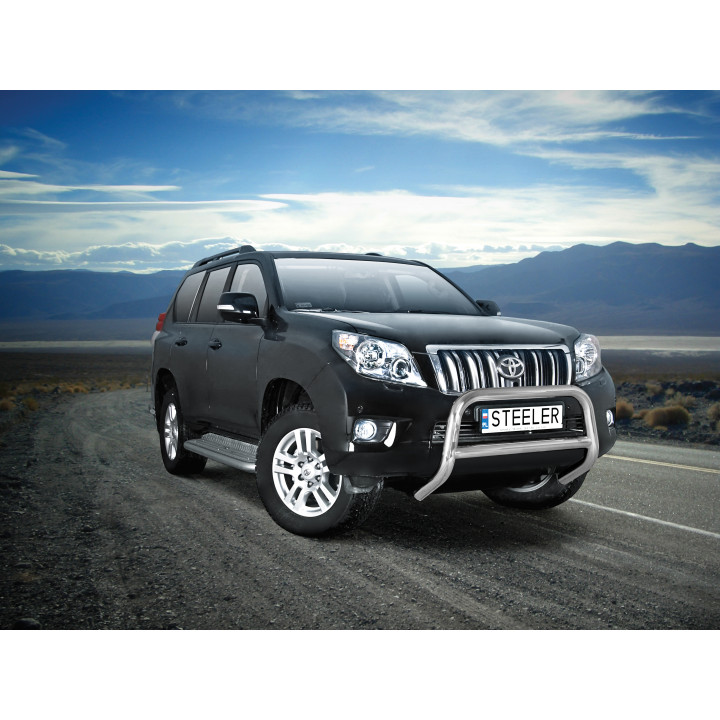 EC Homologated Bullbar, Steeler 4x4 "A" Bar with Crossbar, Color Silver, Toyota Land Cruiser 150 2010 - 2013 - EDK.ro