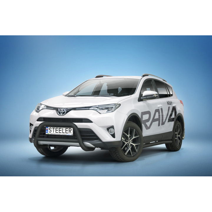 EC Homologated Bullbar, Steeler 4x4 "A" Bar with Crossbar, Color Black, Toyota RAV4 2016 - 2018 - EDK.ro