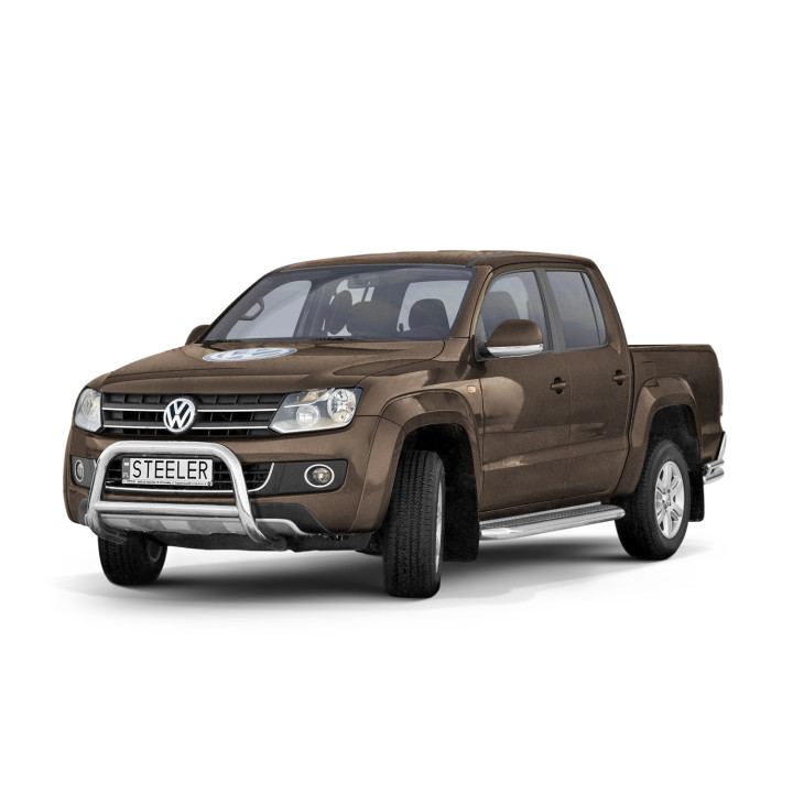EC Homologated Bullbar, Steeler 4x4 "A" Bar with Crossbar, Color Silver, Volkswagen Amarok 2009 - 2016 - EDK.ro