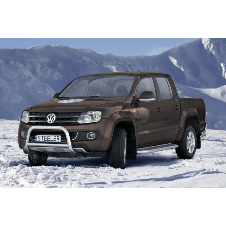 Bullbar Omologat RAR, Steeler 4x4 "A" Bar cu Traversă, Culoare Argintiu, Volkswagen Amarok 2009 - 2016 - EDK.ro