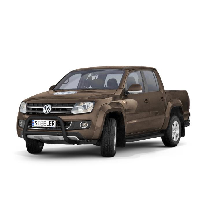 Bullbar Omologat RAR, Steeler 4x4 "A" Bar cu Traversă, Culoare Negru, Volkswagen Amarok 2009 - 2016 - EDK.ro