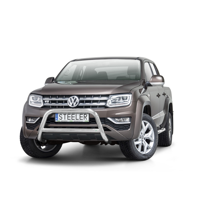 EC Homologated Bullbar, Steeler 4x4 "A" Bar with Crossbar, Color Silver, Volkswagen Amarok 2016 - 2022 - EDK.ro