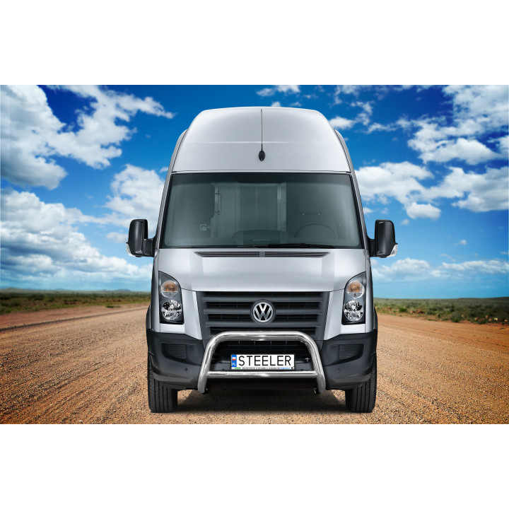 EC Homologated Bullbar, Steeler 4x4 "A" Bar with Crossbar, Color Silver, Volkswagen Crafter 2006 - 2017 - EDK.ro