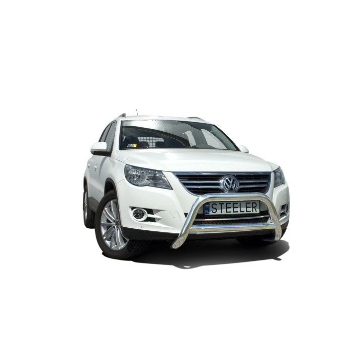 EC Homologated Bullbar, Steeler 4x4 "A" Bar with Crossbar, Color Silver, Volkswagen Tiguan 2007 - 2016 - EDK.ro