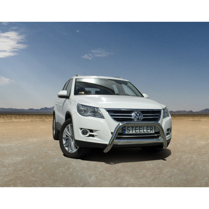 Bullbar Omologat RAR, Steeler 4x4 "A" Bar cu Traversă, Culoare Argintiu, Volkswagen Tiguan 2007 - 2016 - EDK.ro