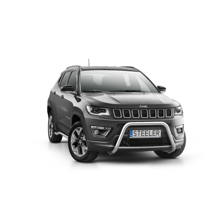 Bullbar Omologat RAR, Steeler 4x4 "A" Bar, Culoare Argintiu, Jeep Compass 2017 - 2021 - EDK.ro