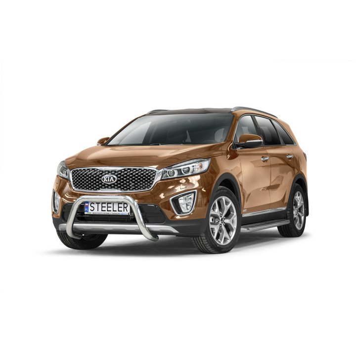 EC Homologated Bullbar, Steeler 4x4 "A" Bar, Color Silver, Kia Sorento 2015 - 2018 - EDK.ro