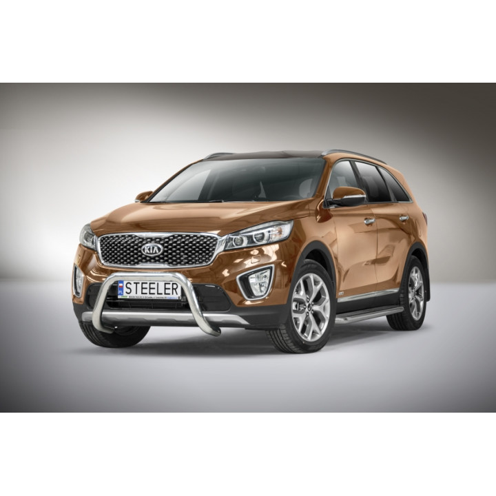 EC Homologated Bullbar, Steeler 4x4 "A" Bar, Color Silver, Kia Sorento 2015 - 2018 - EDK.ro