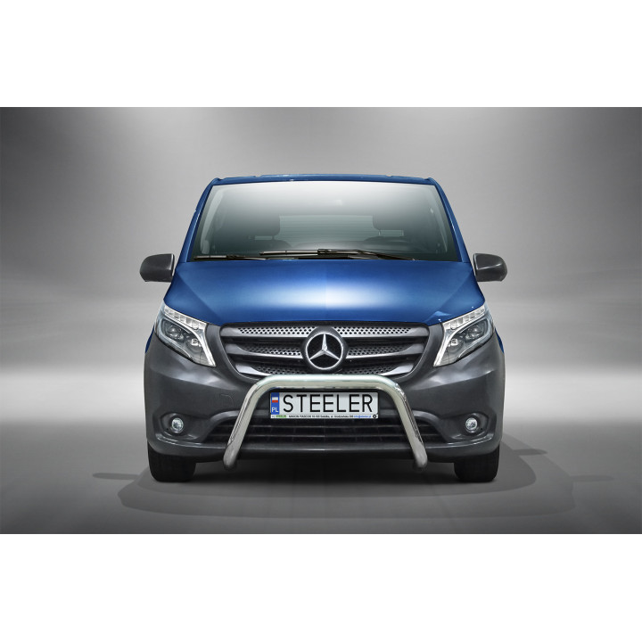EC Homologated Bullbar, Steeler 4x4 "A" Bar, Color Silver, Mercedes-Benz Vito 2014 - 2020 - EDK.ro