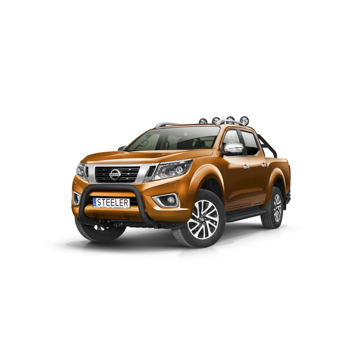 EC Homologated Bullbar, Steeler 4x4 "A" Bar, Color Black, Nissan Navara 2015 - Present - EDK.ro